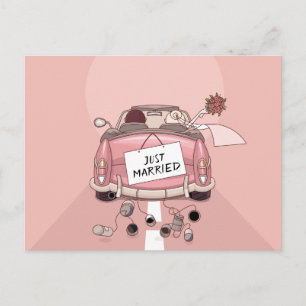 Just Married Pink Wedding Announcement Love