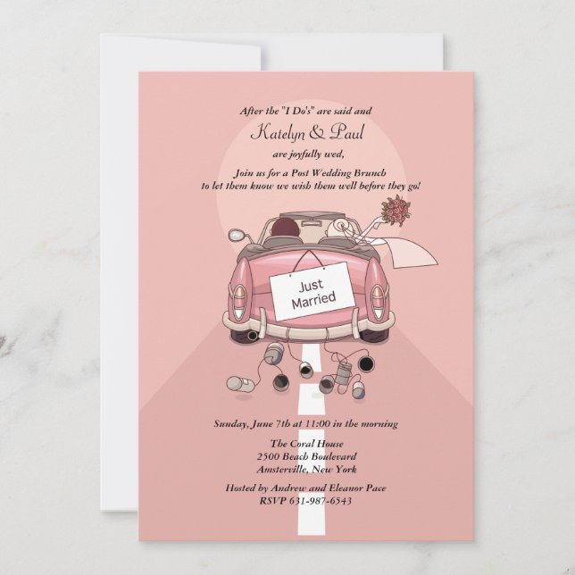 Just Married Post Wedding Brunch Invitation (Front)