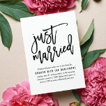 Just Married | Post Wedding Brunch Invitation<br><div class="desc">Planning a brunch celebration with the newlyweds the day after the wedding? Invite guests with these casual and modern brunch invitations featuring "just married" in handwritten style brush marker typography. Add your brunch details in matching black lettering.</div>