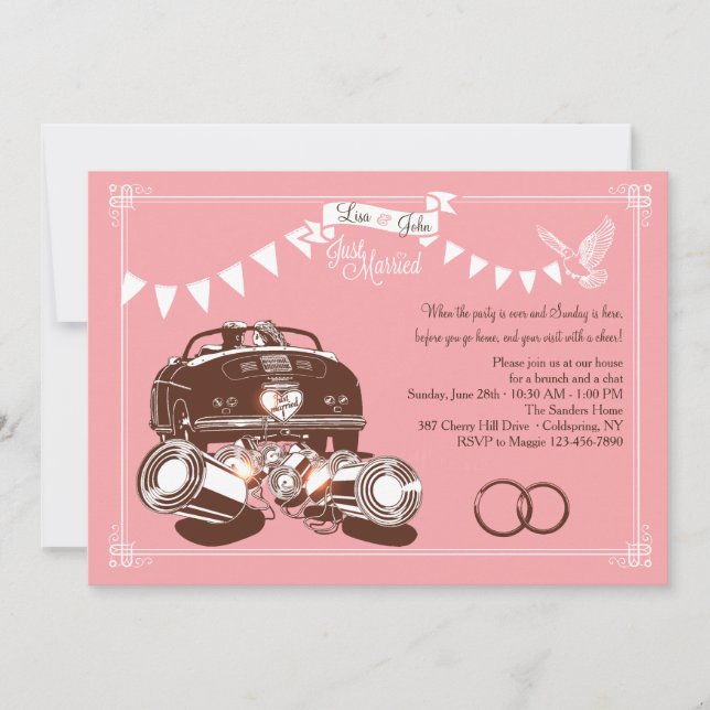 Just Married Post Wedding Brunch Invitations (Front)