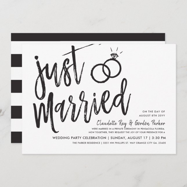 Just Married | Post Wedding Party Invitation (Front/Back)