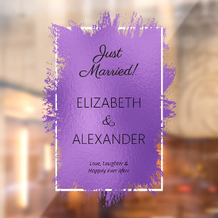 Just Married! Purple Faux Foil