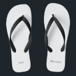 Just Married Quote Wedding And Marriage Text Jandals<br><div class="desc">Flip Flops - Just Married!</div>