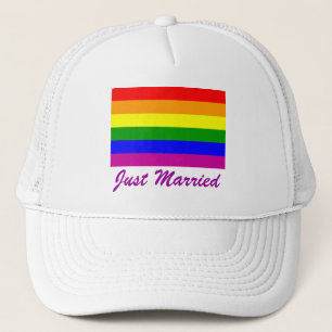 Just Married Rainbow Pride Trucker Hat