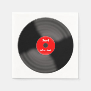 Just Married Record Paper Napkins