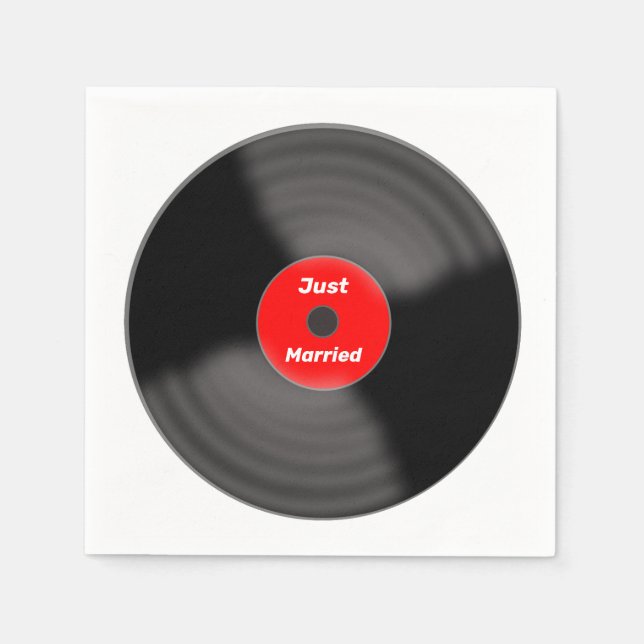 Just Married Record Paper Napkins  (Front)