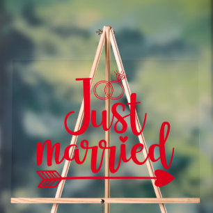 Just Married Red Acrylic Sign