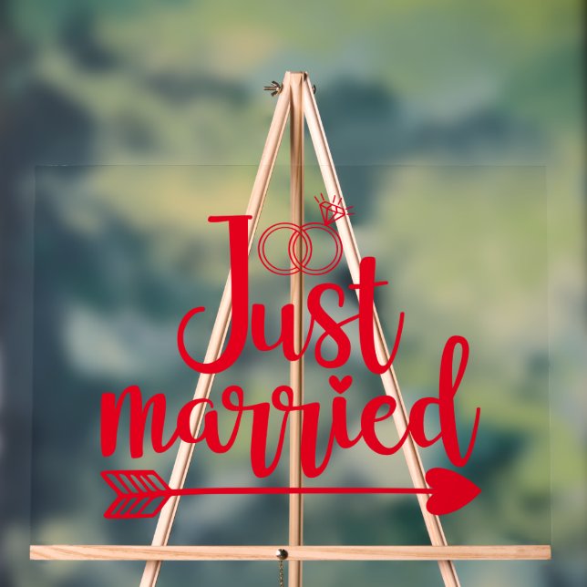Just Married Red Acrylic Sign (Neutral)