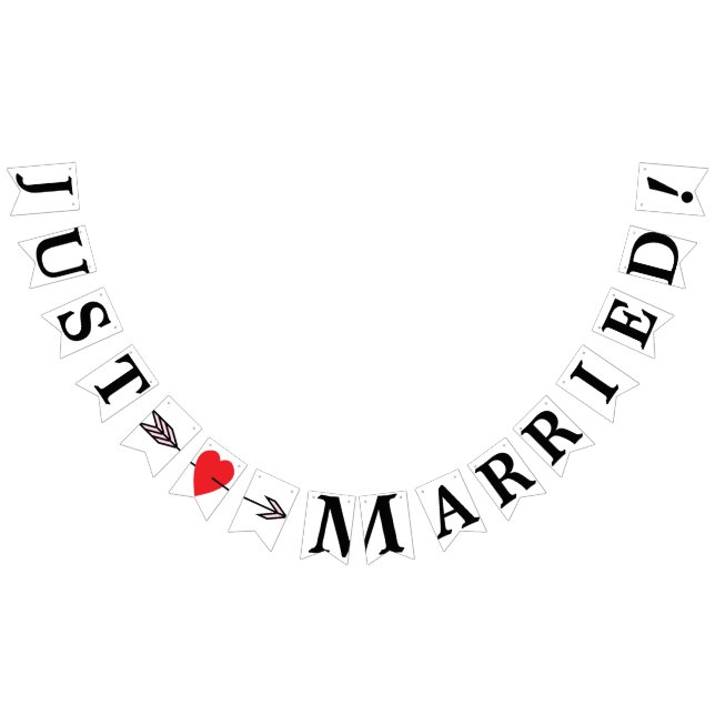 JUST MARRIED, Red Heart And Arrow Bunting (All)