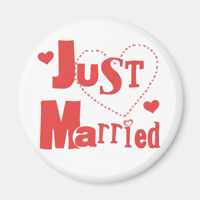 Just Married Red Heart Magnet (Front)