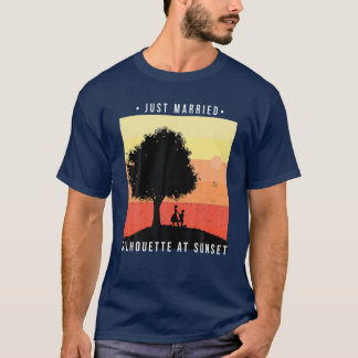 Just Married Retro Engagement Matching Newlyweds H T-Shirt