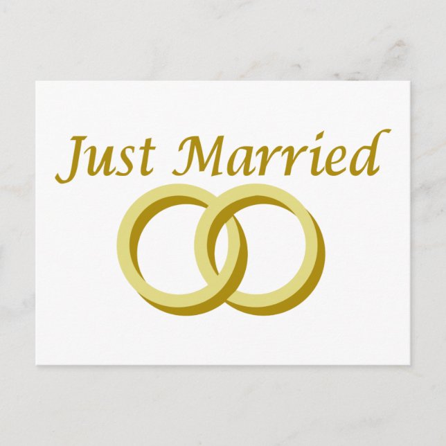 Just Married rings Announcement Postcard (Front)