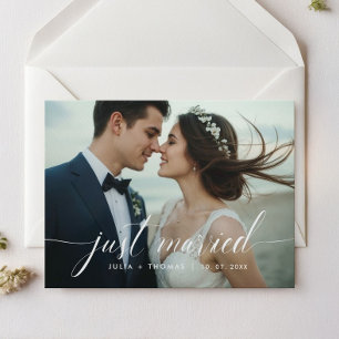 Just Married Romantic Wedding Photo Announcement