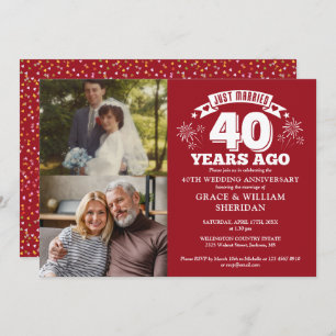 Just Married Ruby 40th Wedding Anniversary 2 Photo Invitation