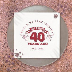 Just Married Ruby 40th Wedding Anniversary Napkin