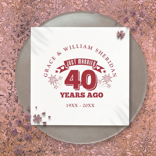 Just Married Ruby 40th Wedding Anniversary Napkin (Just Married Ruby 40th Wedding Anniversary Napkins)