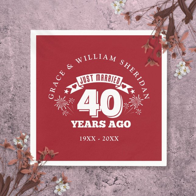 Just Married Ruby 40th Wedding Anniversary Napkin (Just Married Ruby 40th Wedding Anniversary Napkins)
