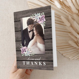 Just Married Rustic Succulent Wedding Thank You Card