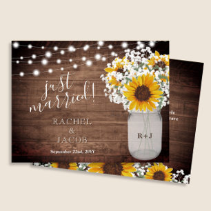 Just Married Rustic Sunflower Wedding Announcement