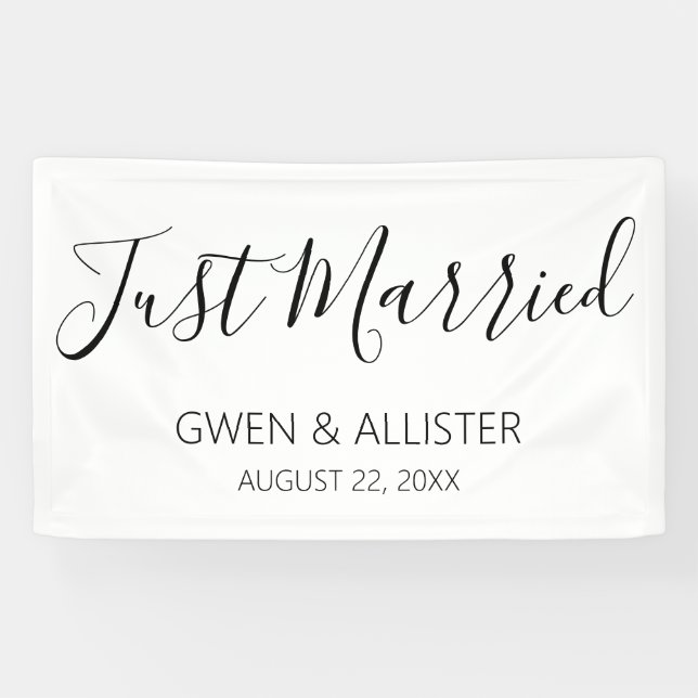 Just Married Rustic Wedding Car Decoration Banner (Horizontal)