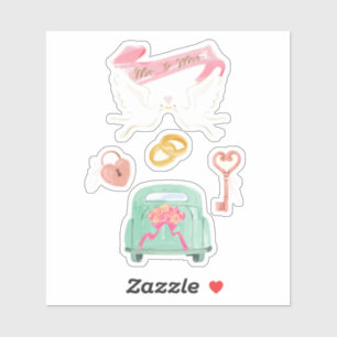 Just Married Scrapbooking Sticker Sheet