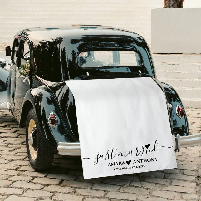 Just Married Script Fabric Car Banner Wedding Sign Tapestry (Just Married Script Fabric Car Banner Wedding Sign Tapestry)