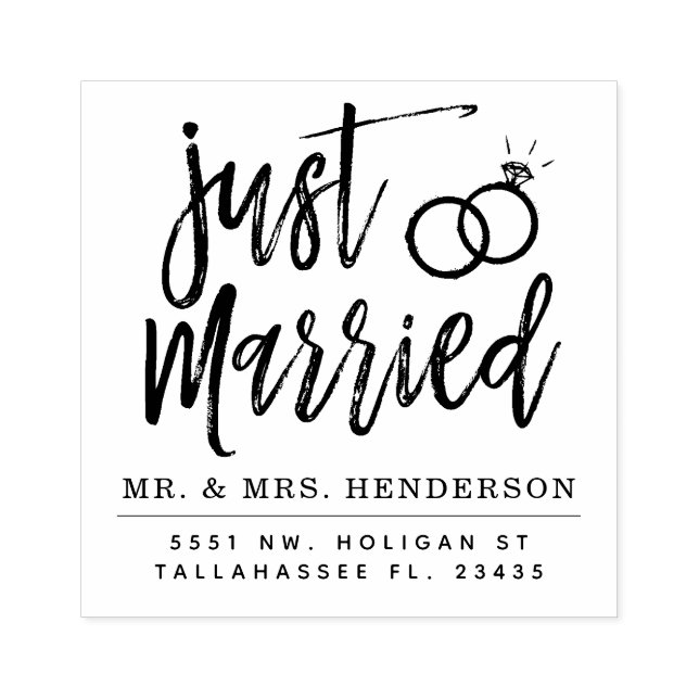 Just Married Script | Personalised Rubber Stamp (Imprint)