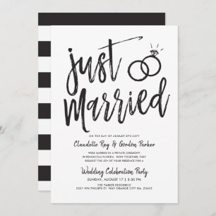 Just Married Script Post Wedding Party Invitation
