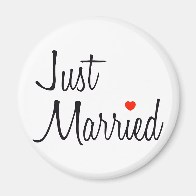 Just Married (Script With Red Heart) Magnet (Front)