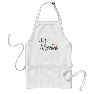 Just Married (Script With Red Heart) Standard Apron