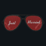 Just Married Shades<br><div class="desc">Perfect for the beach bound couple ...  just married shades with red and white background and black frames.  Just Married is in a white script font.</div>