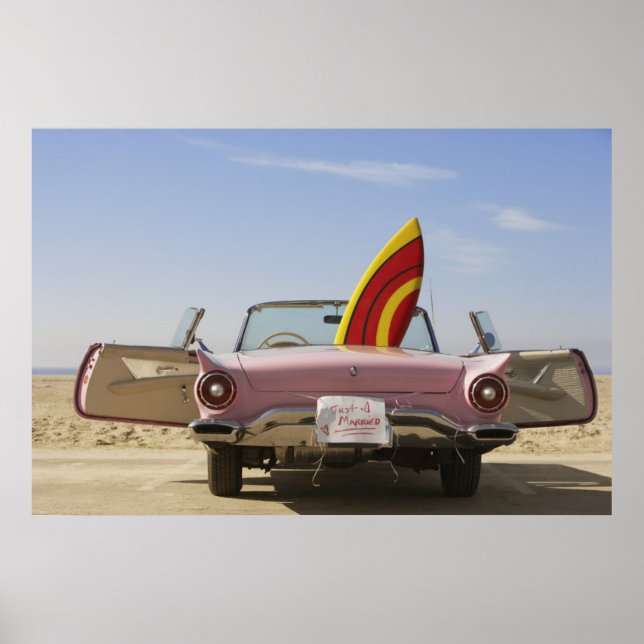 Just Married Sign And Surfboard (Front)