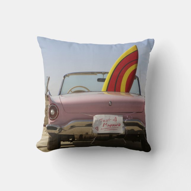 Just Married Sign And Surfboard Cushion (Front)