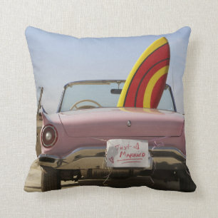 Just Married Sign And Surfboard Cushion
