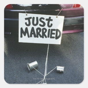 Just Married sign on back of car Square Sticker