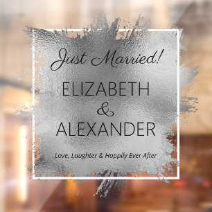 Just Married! Silver Faux Foil