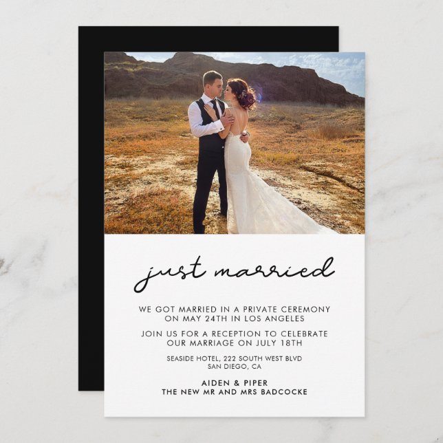Just married Simple wedding announcement (Front/Back)