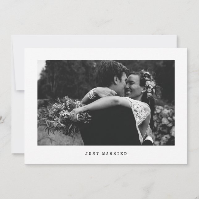Just Married Simple Wedding Photo Announcement (Front)