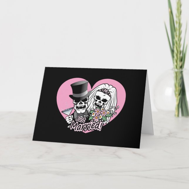 Just Married Skulls Announcement (Front)