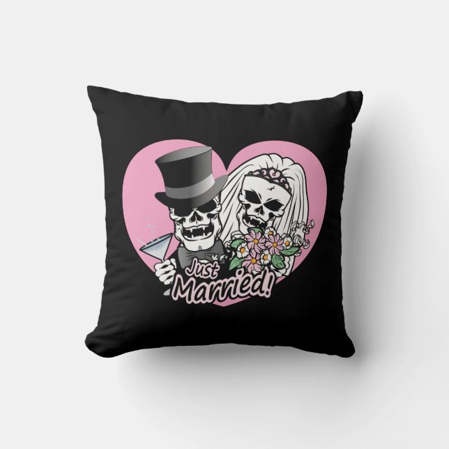 Just Married Skulls Cushion (Front)