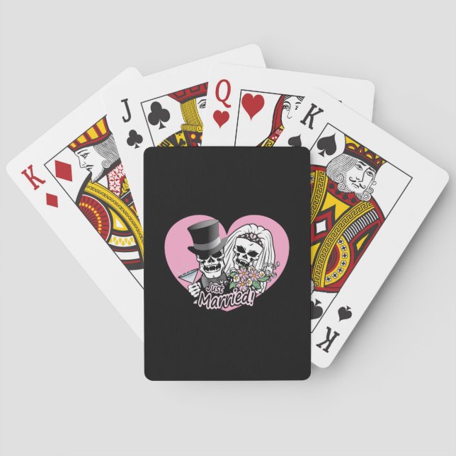 Just Married Skulls Playing Cards (Back)