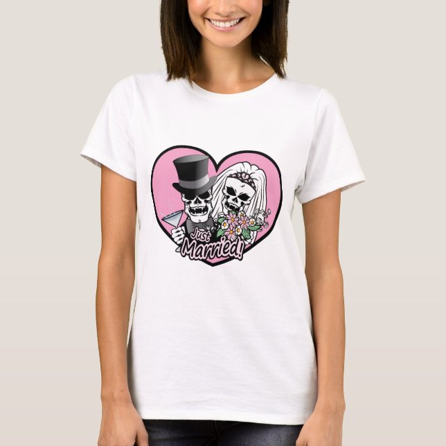 Just Married Skulls T-Shirt (Front)