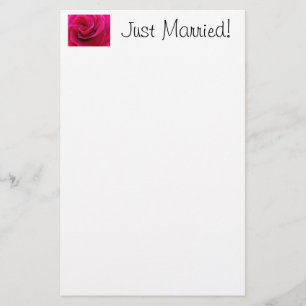 Just Married! stationery PINK Rose Flower Floral
