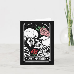 Just Married Tarot Card Halloween Skeleton Couple 