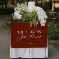 Just Married Terracotta Red Wedding Vinil Banner