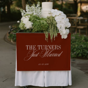 Just Married Terracotta Red Wedding Vinil Banner