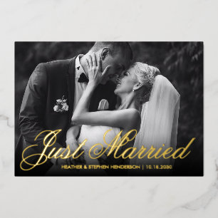 Just Married   Thank You Elegant Wedding Photo 
