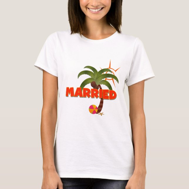 Just MARRIED Tropical  T-Shirt (Front)