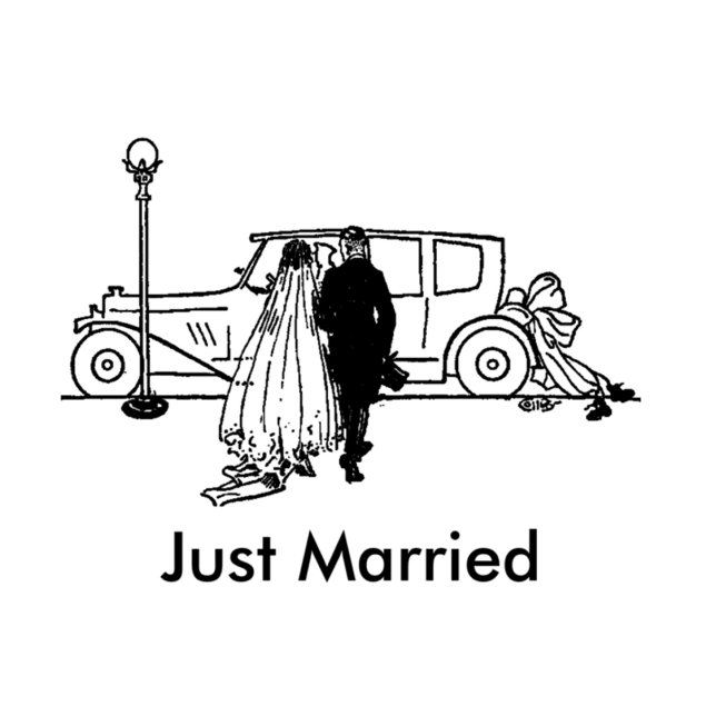 Just Married Vintage Bride and Groom T-Shirt (Creator Uploaded)