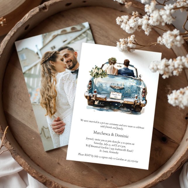 Just Married Vintage Car Reception Celebration | Invitation (Creator Uploaded)